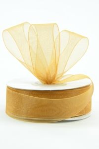Organza Ribbon , Old Gold, 7/8 Inch x 25 Yards (1 Spool) SALE ITEM